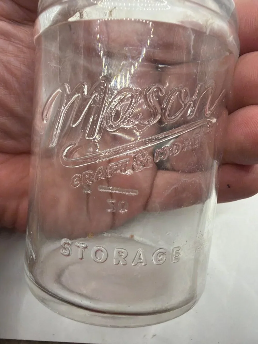 Vintage‎ Mason Crafts & More Clear Glass Storage Jar With 6 Oz Marking